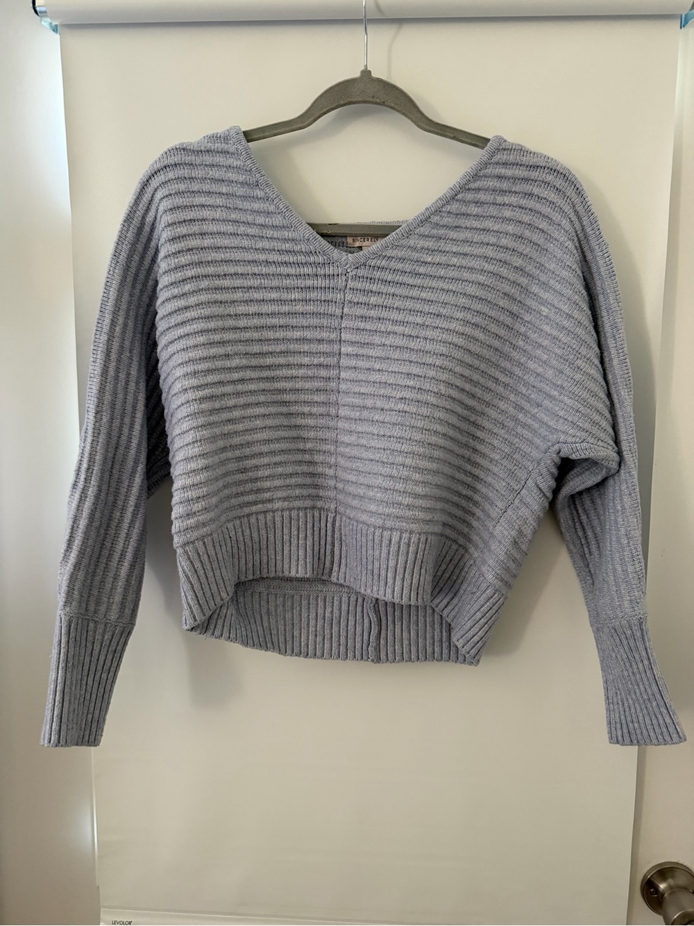 Sincerly Jules Light Blue Ribbed V-Neck Sweater